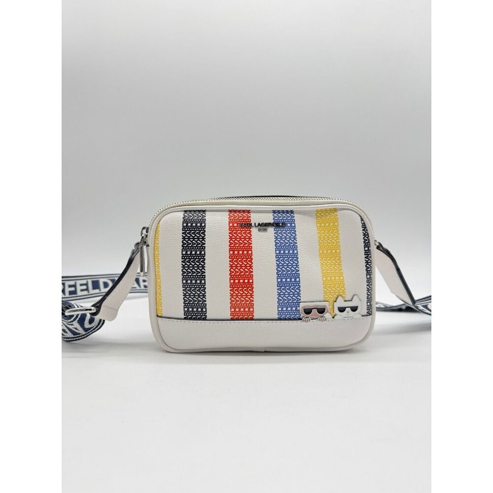 KARL LAGERFELD Paris Maybelle women's small crossbody camera bag - Striped white